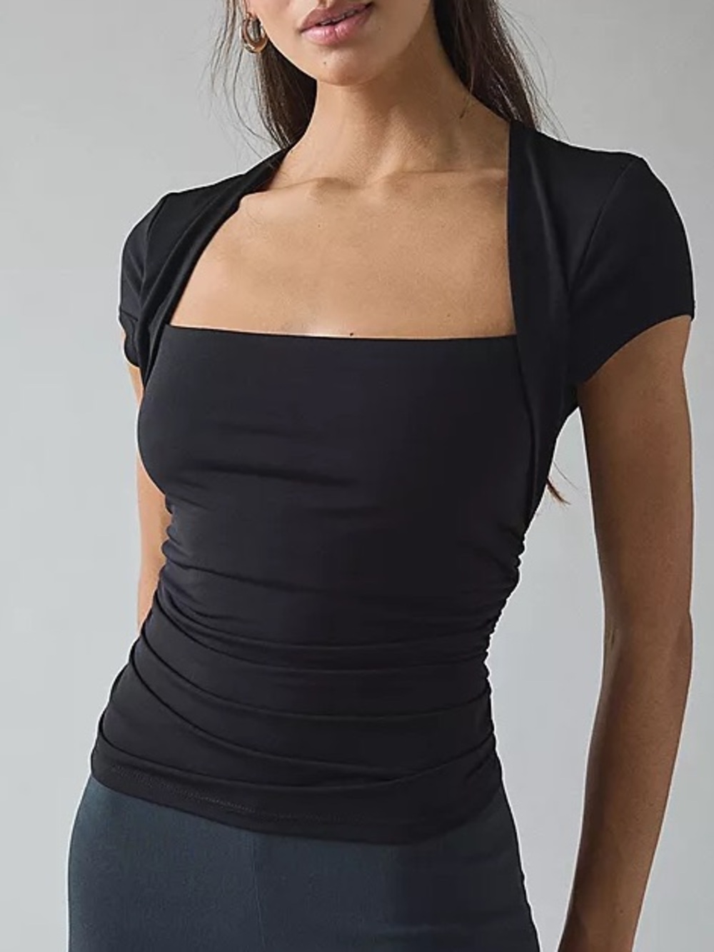 Urban Outfitters Claire Cropped Cap Sleeve Shrug Top